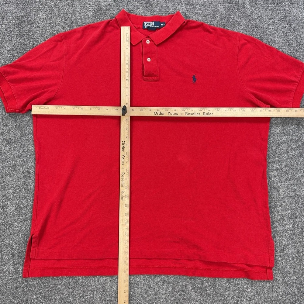 VTG Polo Ralph Lauren Polo Shirt Mens 2XL Red 100% Cotton Knit Logo Short Sleeve - Picture 6 of 7